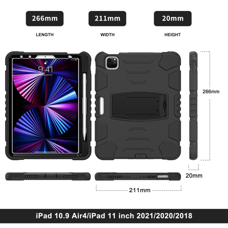 3-lagiger Schutzbildschirmrahmen + PC + stoßfeste Silikon-Kombinationshülle mit Halterung, für iPad Pro 11 2022/2021/2020/2018, für iPad Air 4 10,9 Zoll 2020