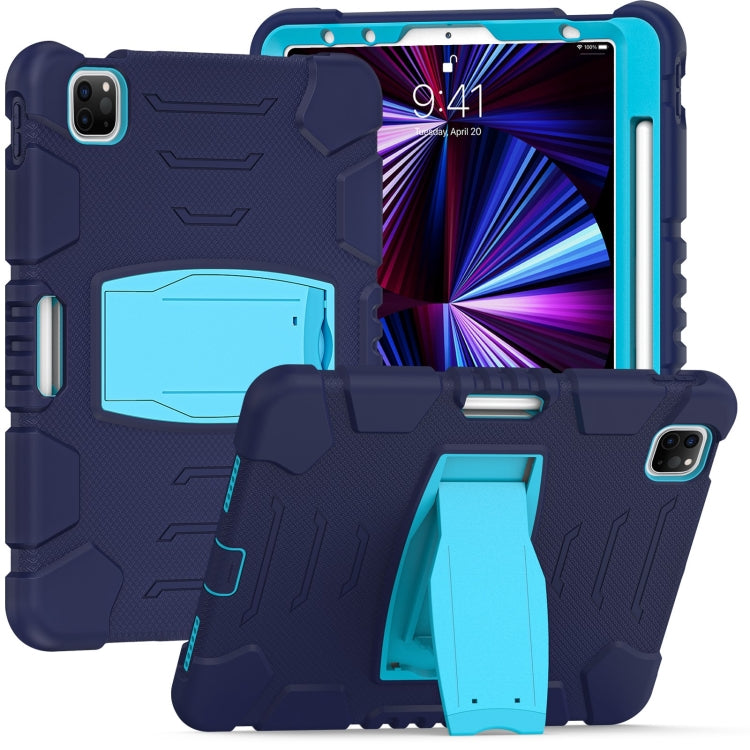 3-lagiger Schutzbildschirmrahmen + PC + stoßfeste Silikon-Kombinationshülle mit Halterung, für iPad Pro 11 2022/2021/2020/2018, für iPad Air 4 10,9 Zoll 2020
