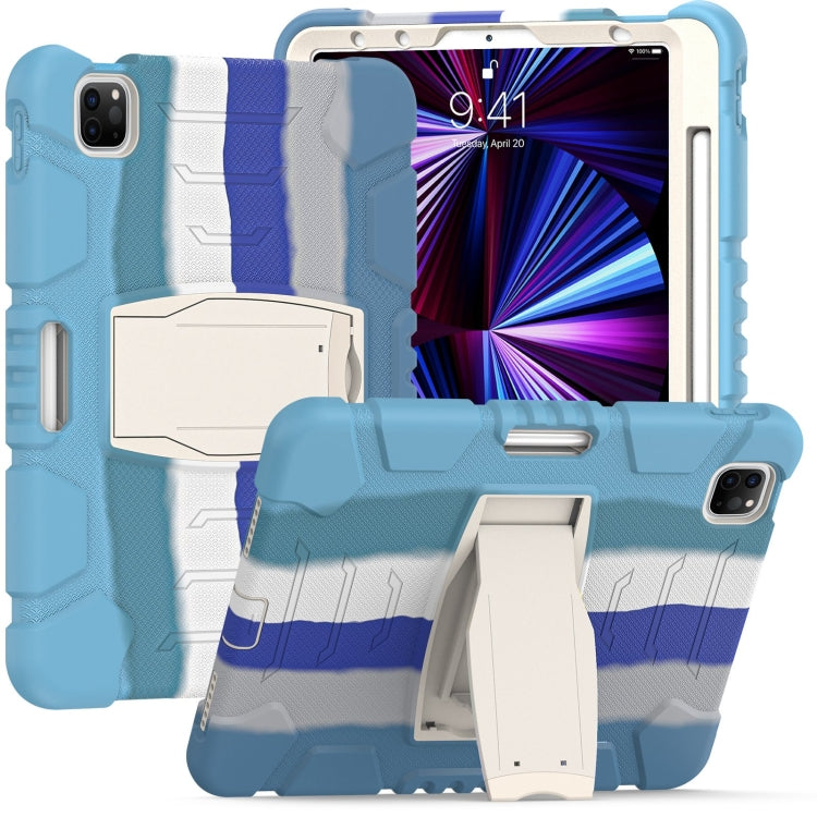 3-lagiger Schutzbildschirmrahmen + PC + stoßfeste Silikon-Kombinationshülle mit Halterung, für iPad Pro 11 2022/2021/2020/2018, für iPad Air 4 10,9 Zoll 2020