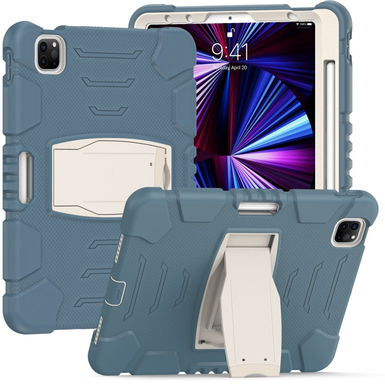 3-lagiger Schutzbildschirmrahmen + PC + stoßfeste Silikon-Kombinationshülle mit Halterung, für iPad Pro 11 2022/2021/2020/2018, für iPad Air 4 10,9 Zoll 2020