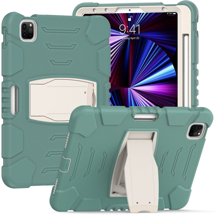 3-lagiger Schutzbildschirmrahmen + PC + stoßfeste Silikon-Kombinationshülle mit Halterung, für iPad Pro 11 2022/2021/2020/2018, für iPad Air 4 10,9 Zoll 2020