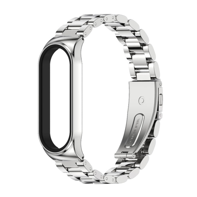 For Xiaomi Mi Band 6 / 5 / 4 / 3 CS Metal Three Bead Stainless Steel Replacement Watchband