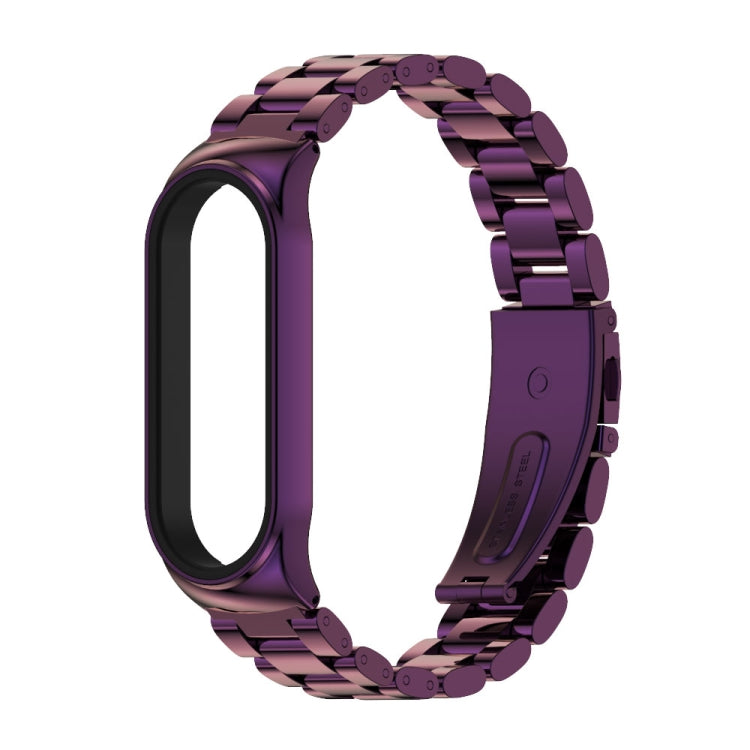 For Xiaomi Mi Band 6 / 5 / 4 / 3 CS Metal Three Bead Stainless Steel Replacement Watchband