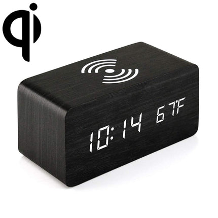 KD8801 5W Wooden Creative Wireless Charger LED Mirror Digital Display Sub-alarm Clock, Regular Style