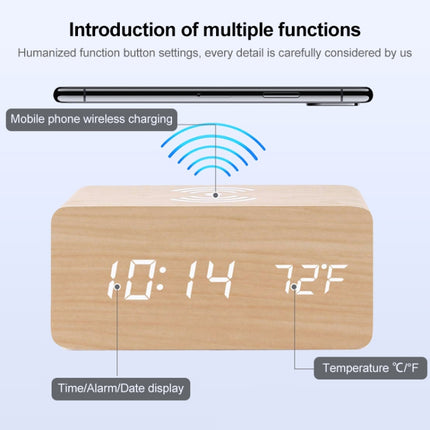 KD8801 5W Wooden Creative Wireless Charger LED Mirror Digital Display Sub-alarm Clock, Regular Style