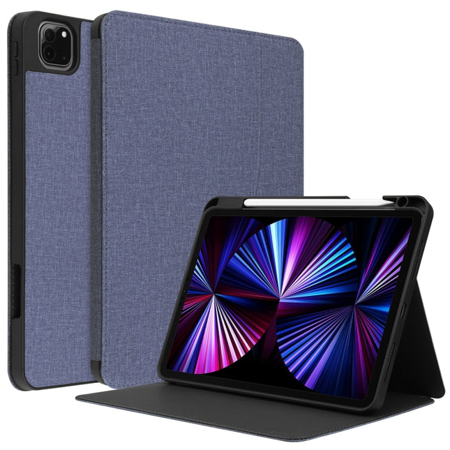 Funda de piel sintética con tapa horizontal y textura de tela de TPU con ranura para bolígrafo y soporte para iPad Pro de 11 pulgadas 2021/2020/2018