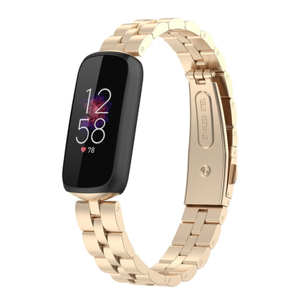 For Fitbit Luxe Special Edition Three-beads Stainless Steel Flat Buckle Replacement Strap Watchband