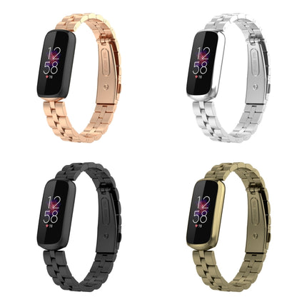 For Fitbit Luxe Special Edition Three-beads Stainless Steel Flat Buckle Replacement Strap Watchband