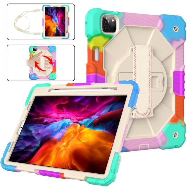 Estuche protector de silicona y PC a prueba de golpes con diseño de robot en color de contraste con soporte y correa para el hombro para iPad Pro 11 2021/2020/2018/iPad Air 4 10.9 2020, para iPad Pro 11 2022/2021/2020/2018/iPad Air 4 10.9 2020