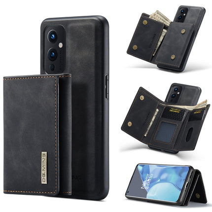 DG.MING M1 Series 3-Fold Multi Card Wallet + Magnetic Back Cover Shockproof Case with Holder Function, For OnePlus 9 Pro, For OnePlus 9 (EU/NA)