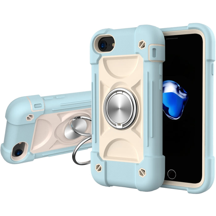 Stoßfeste Silikon + PC-Schutzhülle mit Dual-Ring-Halterung, für iPhone 6/6s/7/8/SE 2022 / SE 2020, für iPhone 6 Plus/6s Plus/7 Plus/8 Plus, für iPhone X / XS