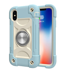 Funda protectora de silicona y PC a prueba de golpes con soporte de doble anillo, para iPhone XR, iPhone XS Max, iPhone 11