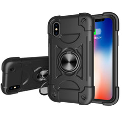 Shockproof Silicone + PC Protective Case with Dual-Ring Holder, For iPhone 6/6s/7/8/SE 2022 / SE 2020, For iPhone 6 Plus/6s Plus/7 Plus/8 Plus, For iPhone X / XS