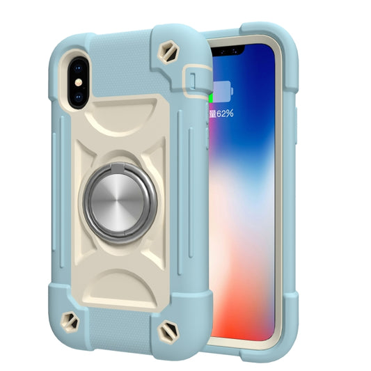 Shockproof Silicone + PC Protective Case with Dual-Ring Holder, For iPhone XR, For iPhone XS Max, For iPhone 11