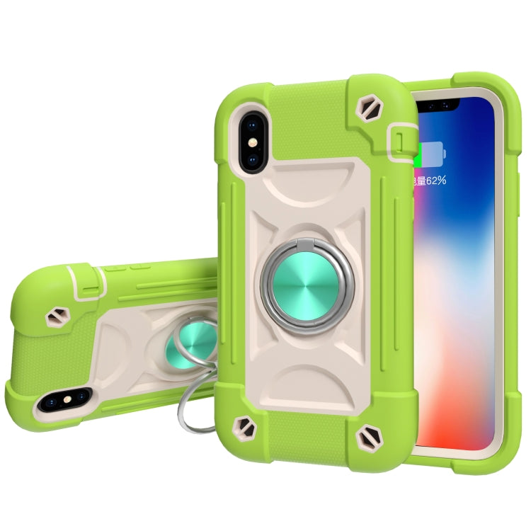 Funda protectora de silicona y PC a prueba de golpes con soporte de doble anillo, para iPhone XR, iPhone XS Max, iPhone 11