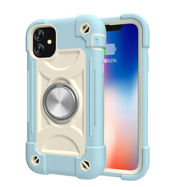 Shockproof Silicone + PC Protective Case with Dual-Ring Holder, For iPhone 11 Pro Max, For iPhone 12 mini