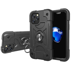 Shockproof Silicone + PC Protective Case with Dual-Ring Holder, For iPhone 11 Pro, For iPhone 11 Pro Max, For iPhone 12 mini