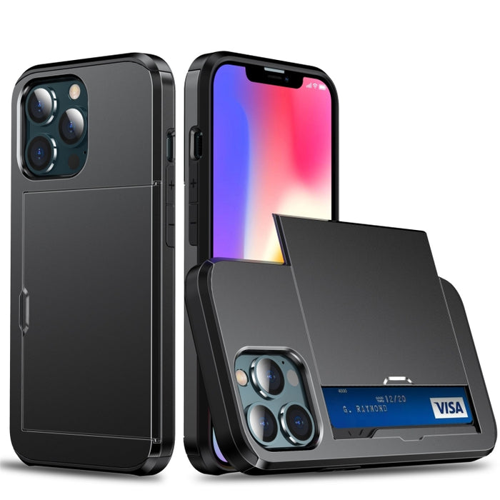 Stoßfeste Panzerschutzhülle mit Schiebekartensteckplatz, für iPhone 13 mini, für iPhone 13, für iPhone 13 Pro