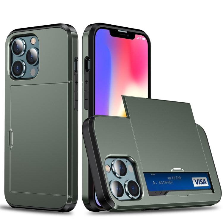 Shockproof Armor Protective Case with Slide Card Slot, For iPhone 13 mini, For iPhone 13