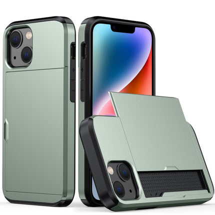Shockproof Armor Protective Case with Slide Card Slot, For iPhone 13 mini, For iPhone 13
