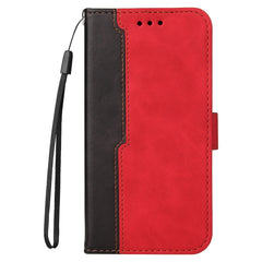 Estuche de cuero PU con tapa horizontal con costuras de color para negocios, con soporte, ranuras para tarjetas y marco para fotos, para OnePlus Nord CE 5G, para iPhone 13 mini, para iPhone 13, para iPhone 13 Pro, para iPhone 13 Pro Max