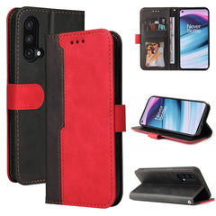 Estuche de cuero PU con tapa horizontal con costuras de color para negocios, con soporte, ranuras para tarjetas y marco para fotos, para OnePlus Nord CE 5G, para iPhone 13 mini, para iPhone 13, para iPhone 13 Pro, para iPhone 13 Pro Max