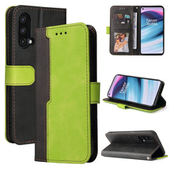 Estuche de cuero PU con tapa horizontal con costuras de color para negocios, con soporte, ranuras para tarjetas y marco para fotos, para OnePlus Nord CE 5G, para iPhone 13 mini, para iPhone 13, para iPhone 13 Pro, para iPhone 13 Pro Max