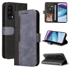 Estuche de cuero PU con tapa horizontal con costuras de color para negocios, con soporte, ranuras para tarjetas y marco para fotos, para OnePlus Nord CE 5G, para iPhone 13 mini, para iPhone 13, para iPhone 13 Pro, para iPhone 13 Pro Max