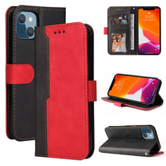 Estuche de cuero PU con tapa horizontal con costuras de color para negocios, con soporte, ranuras para tarjetas y marco para fotos, para OnePlus Nord CE 5G, para iPhone 13 mini, para iPhone 13, para iPhone 13 Pro, para iPhone 13 Pro Max