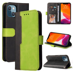 Estuche de cuero PU con tapa horizontal con costuras de color para negocios, con soporte, ranuras para tarjetas y marco para fotos, para OnePlus Nord CE 5G, para iPhone 13 mini, para iPhone 13, para iPhone 13 Pro, para iPhone 13 Pro Max