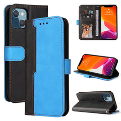 Estuche de cuero PU con tapa horizontal con costuras de color para negocios, con soporte, ranuras para tarjetas y marco para fotos, para OnePlus Nord CE 5G, para iPhone 13 mini, para iPhone 13, para iPhone 13 Pro, para iPhone 13 Pro Max