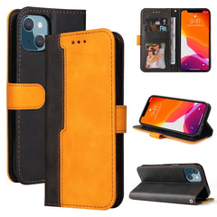 Estuche de cuero PU con tapa horizontal con costuras de color para negocios, con soporte, ranuras para tarjetas y marco para fotos, para OnePlus Nord CE 5G, para iPhone 13 mini, para iPhone 13, para iPhone 13 Pro, para iPhone 13 Pro Max