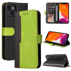 Estuche de cuero PU con tapa horizontal con costuras de color para negocios, con soporte, ranuras para tarjetas y marco para fotos, para OnePlus Nord CE 5G, para iPhone 13 mini, para iPhone 13, para iPhone 13 Pro, para iPhone 13 Pro Max