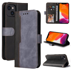 Estuche de cuero PU con tapa horizontal con costuras de color para negocios, con soporte, ranuras para tarjetas y marco para fotos, para OnePlus Nord CE 5G, para iPhone 13 mini, para iPhone 13, para iPhone 13 Pro, para iPhone 13 Pro Max