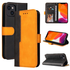 Estuche de cuero PU con tapa horizontal con costuras de color para negocios, con soporte, ranuras para tarjetas y marco para fotos, para OnePlus Nord CE 5G, para iPhone 13 mini, para iPhone 13, para iPhone 13 Pro, para iPhone 13 Pro Max