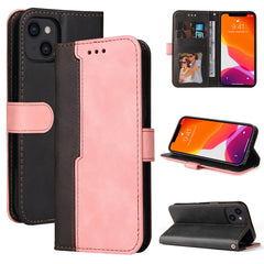 Estuche de cuero PU con tapa horizontal con costuras de color para negocios, con soporte, ranuras para tarjetas y marco para fotos, para OnePlus Nord CE 5G, para iPhone 13 mini, para iPhone 13, para iPhone 13 Pro, para iPhone 13 Pro Max