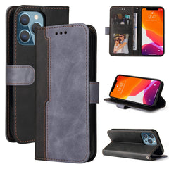 Estuche de cuero PU con tapa horizontal con costuras de color para negocios, con soporte, ranuras para tarjetas y marco para fotos, para OnePlus Nord CE 5G, para iPhone 13 mini, para iPhone 13, para iPhone 13 Pro, para iPhone 13 Pro Max