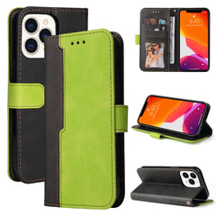 Estuche de cuero PU con tapa horizontal con costuras de color para negocios, con soporte, ranuras para tarjetas y marco para fotos, para OnePlus Nord CE 5G, para iPhone 13 mini, para iPhone 13, para iPhone 13 Pro, para iPhone 13 Pro Max