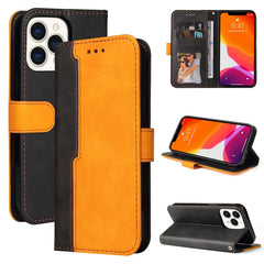 Estuche de cuero PU con tapa horizontal con costuras de color para negocios, con soporte, ranuras para tarjetas y marco para fotos, para OnePlus Nord CE 5G, para iPhone 13 mini, para iPhone 13, para iPhone 13 Pro, para iPhone 13 Pro Max