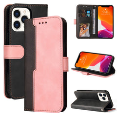 Estuche de cuero PU con tapa horizontal con costuras de color para negocios, con soporte, ranuras para tarjetas y marco para fotos, para OnePlus Nord CE 5G, para iPhone 13 mini, para iPhone 13, para iPhone 13 Pro, para iPhone 13 Pro Max