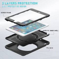 Shockproof TPU + PC Protective Case with 360 Degree Rotation Foldable Handle Grip Holder & Pen Slot, For iPad mini 3 / 2 / 1