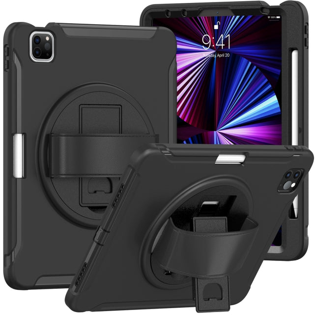 Funda protectora de TPU + PC a prueba de golpes con soporte de agarre plegable con rotación de 360 ​​grados y ranura para bolígrafo, para iPad Pro 11 2022/2021/2020/2018