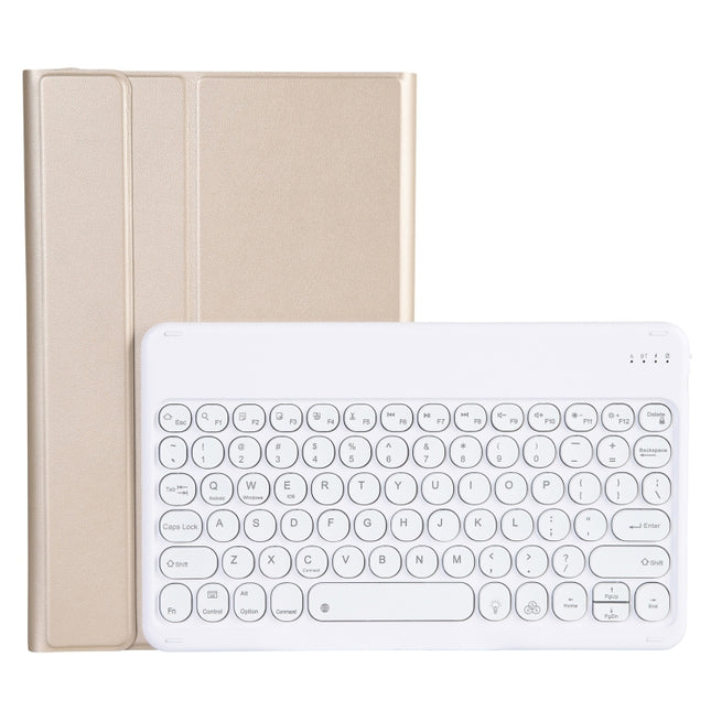 YAM12 Backlight Style Lambskin Texture Detachable Round Keycap Bluetooth Keyboard Leather Case with Holder, For Lenovo Pad Plus 11 inch TB-J607F / Tab P11 11 inch TB-J606F / Pad 11 inch