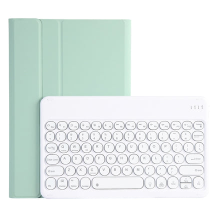 YAM12 Backlight Style Lambskin Texture Detachable Round Keycap Bluetooth Keyboard Leather Case with Holder