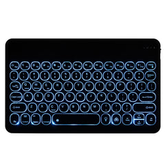 YAM12 Backlight Style Lambskin Texture Detachable Round Keycap Bluetooth Keyboard Leather Case with Holder