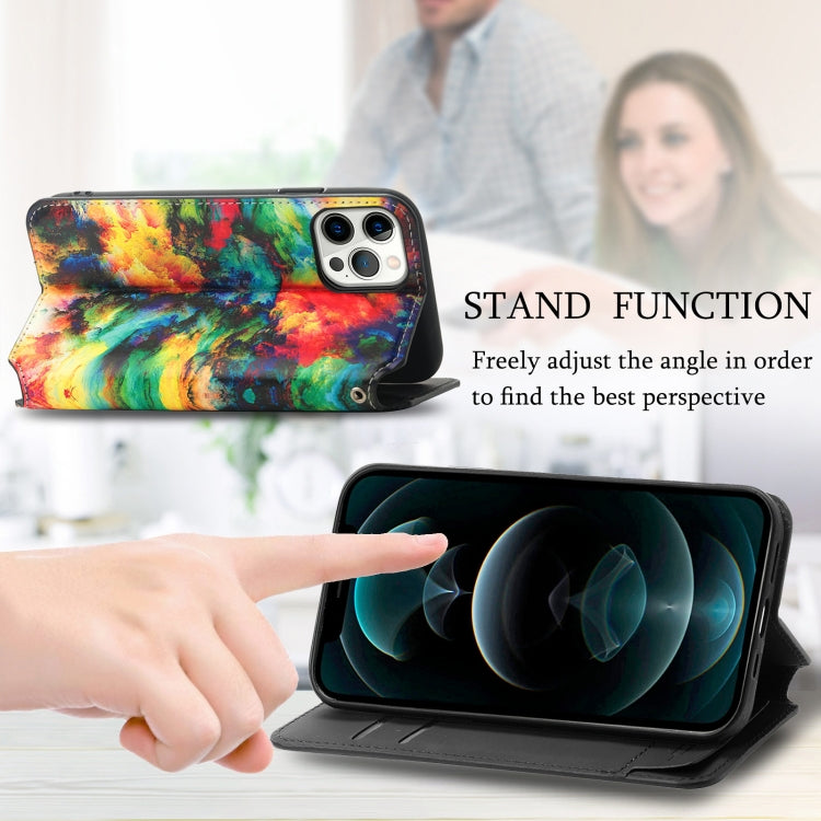 Magnetische horizontale Flip-Hülle aus PU-Leder mit farbiger Zeichnung, Halter, Kartenfächern und Geldbörse, für iPhone 13 mini, für iPhone 13, für iPhone 13 Pro, für iPhone 13 Pro Max