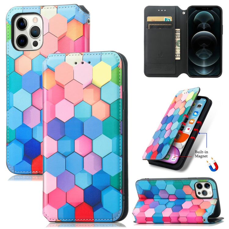 Estuche de cuero PU con tapa horizontal magnética con dibujo de colores, soporte, ranuras para tarjetas y billetera, para iPhone 12 mini, para iPhone 12/12 Pro, para iPhone 12 Pro Max, para iPhone 11