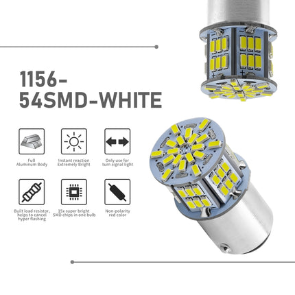 1 Pair E0052 9-14V 1156-54SMD-2835 6000K 1080LM White Light Car Decoding Turn Signal Reversing Light