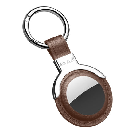 SULADA Leather Protective Cover Case with Switchable Keychain Ring For AirTag 2nd Gen / AirTag 1st Gen