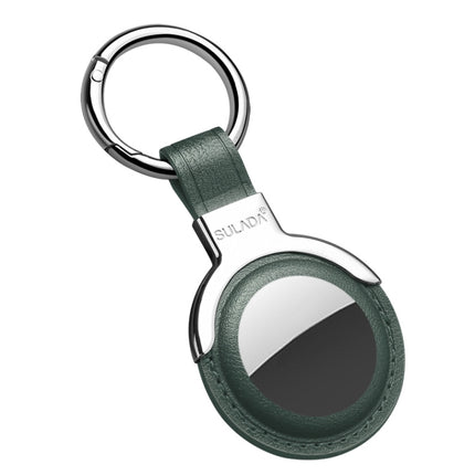 SULADA Leather Protective Cover Case with Switchable Keychain Ring For AirTag 2nd Gen / AirTag 1st Gen